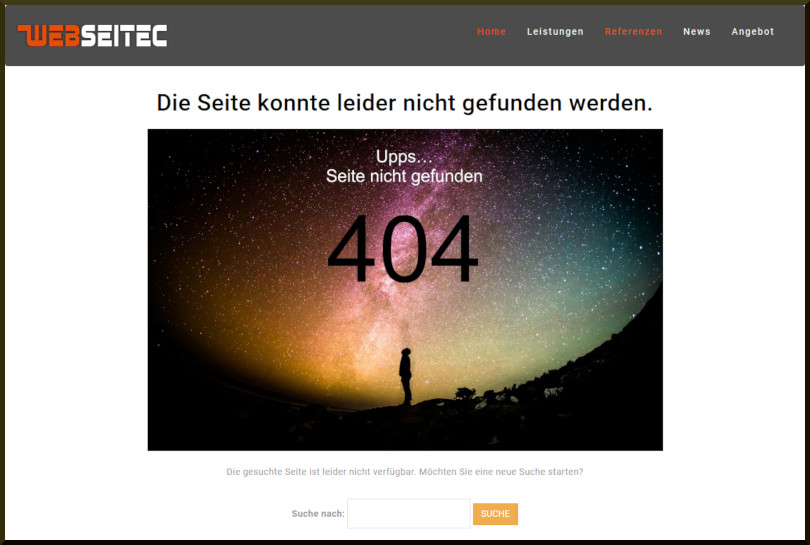 404 Fehlerseite Design
